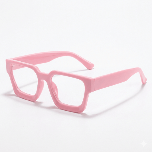 Lunettes Anti-Reflet Photogray – Monture Géométrique Épaisse Rose