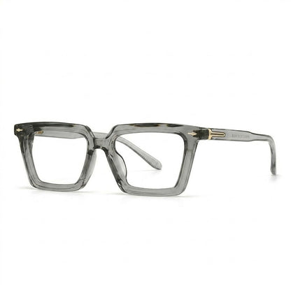 Lunettes Cartier Photogray Anti-Reflet Blue cut – Carré épais en acétate gris fumé avec rivets dorés