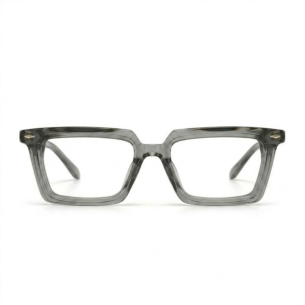 Lunettes Cartier Photogray Anti-Reflet Blue cut – Carré épais en acétate gris fumé avec rivets dorés
