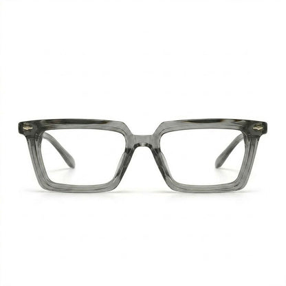 Lunettes Cartier Photogray Anti-Reflet Blue cut – Carré épais en acétate gris fumé avec rivets dorés