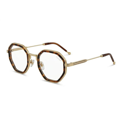 Lunettes photogray blue cut hexagonales écaille et dorées – Amzi Optique Dakar
