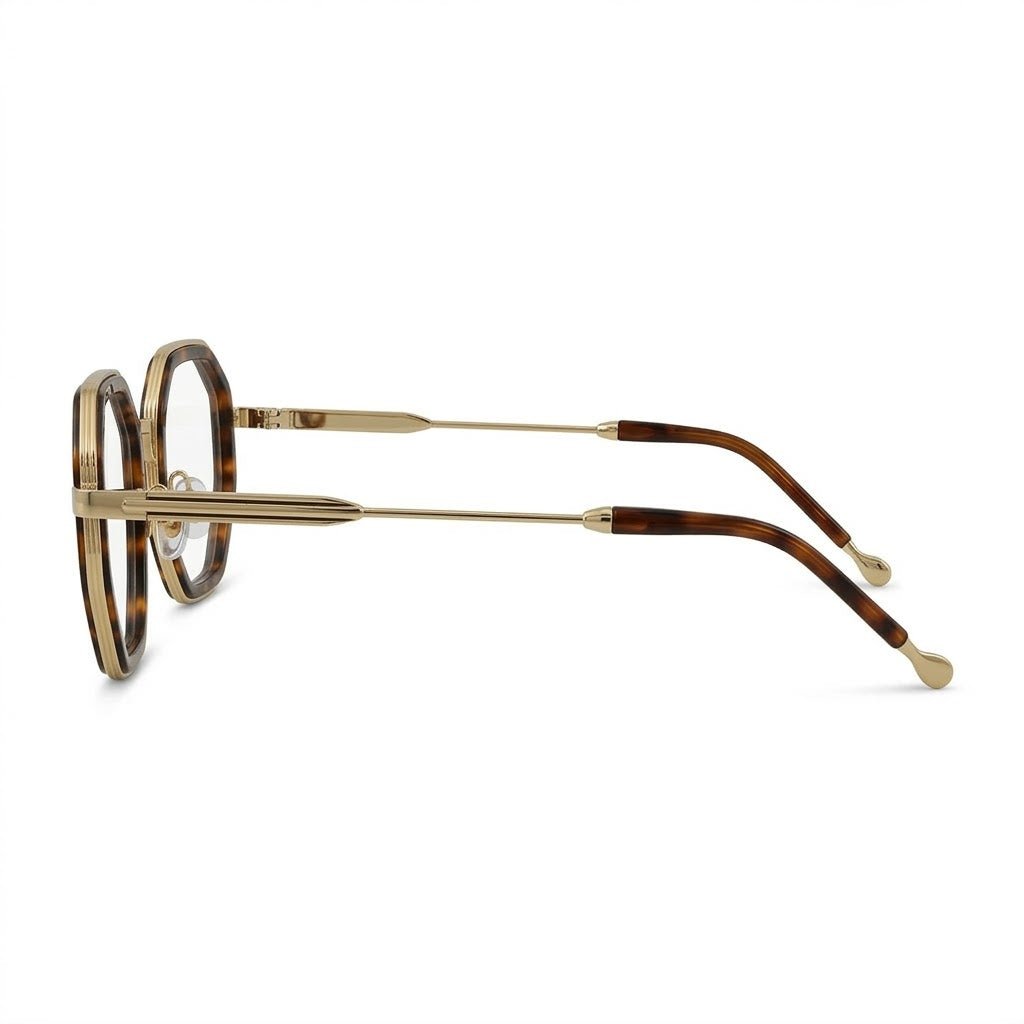 Lunettes Cartier Photogray Anti-Reflet Blue Cut – Hexagonale Écaille Et Dorée