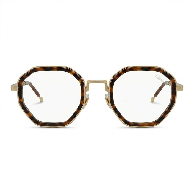 Lunettes Cartier Photogray Anti-Reflet Blue Cut – Hexagonale Écaille Et Dorée