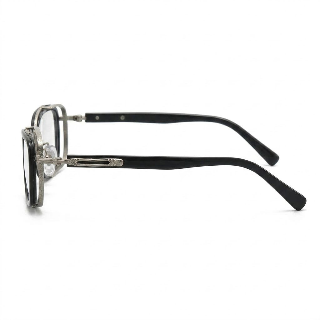 Lunettes Cartier Photogray Anti-Reflet – Carré Bimatière Noir et Argent Double Contour