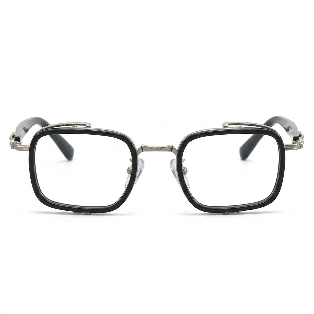 Lunettes Cartier Photogray Anti-Reflet – Carré Bimatière Noir et Argent Double Contour