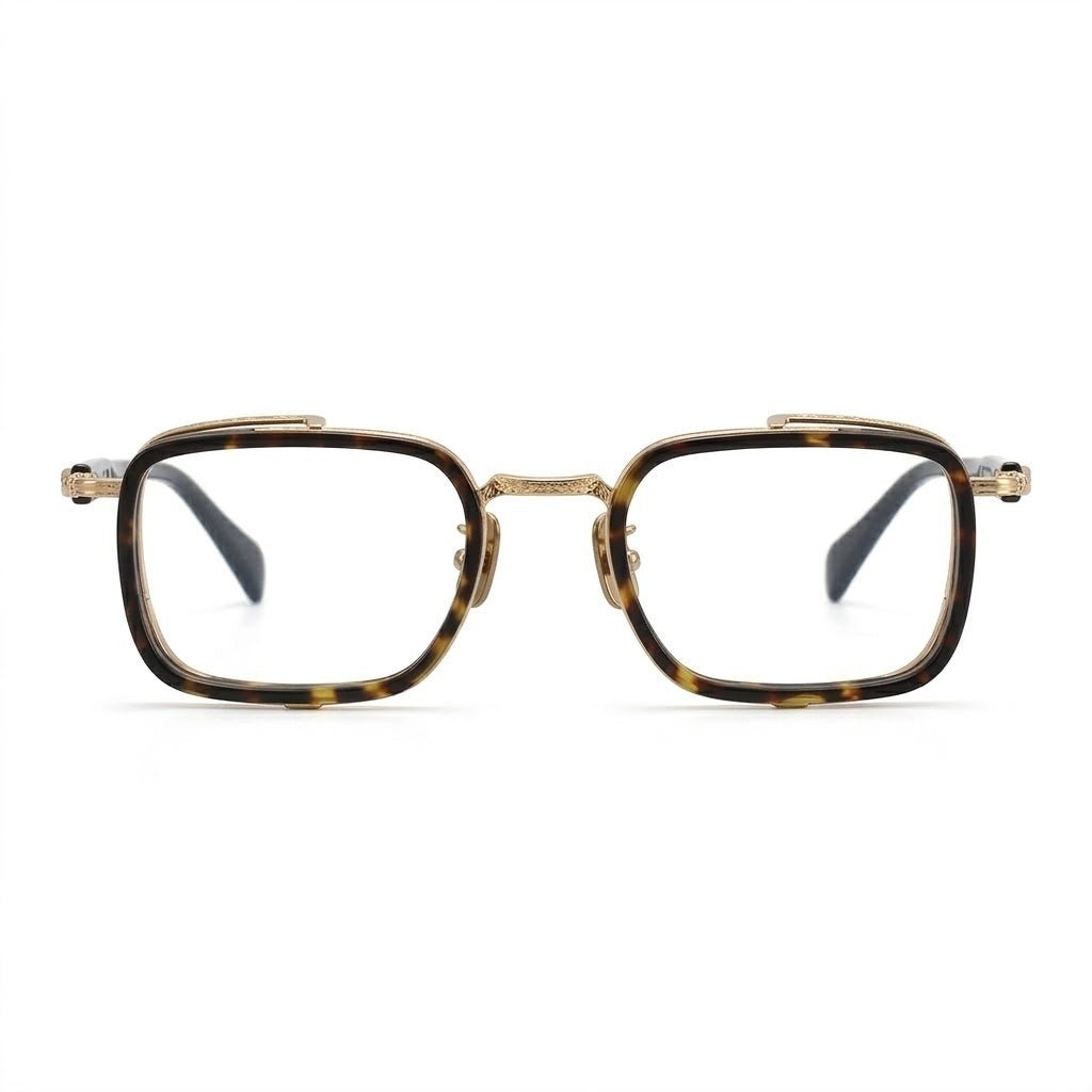 Lunettes Cartier Photogray Anti-Reflet – Carré Bimatière Noir et Doré Double Contour