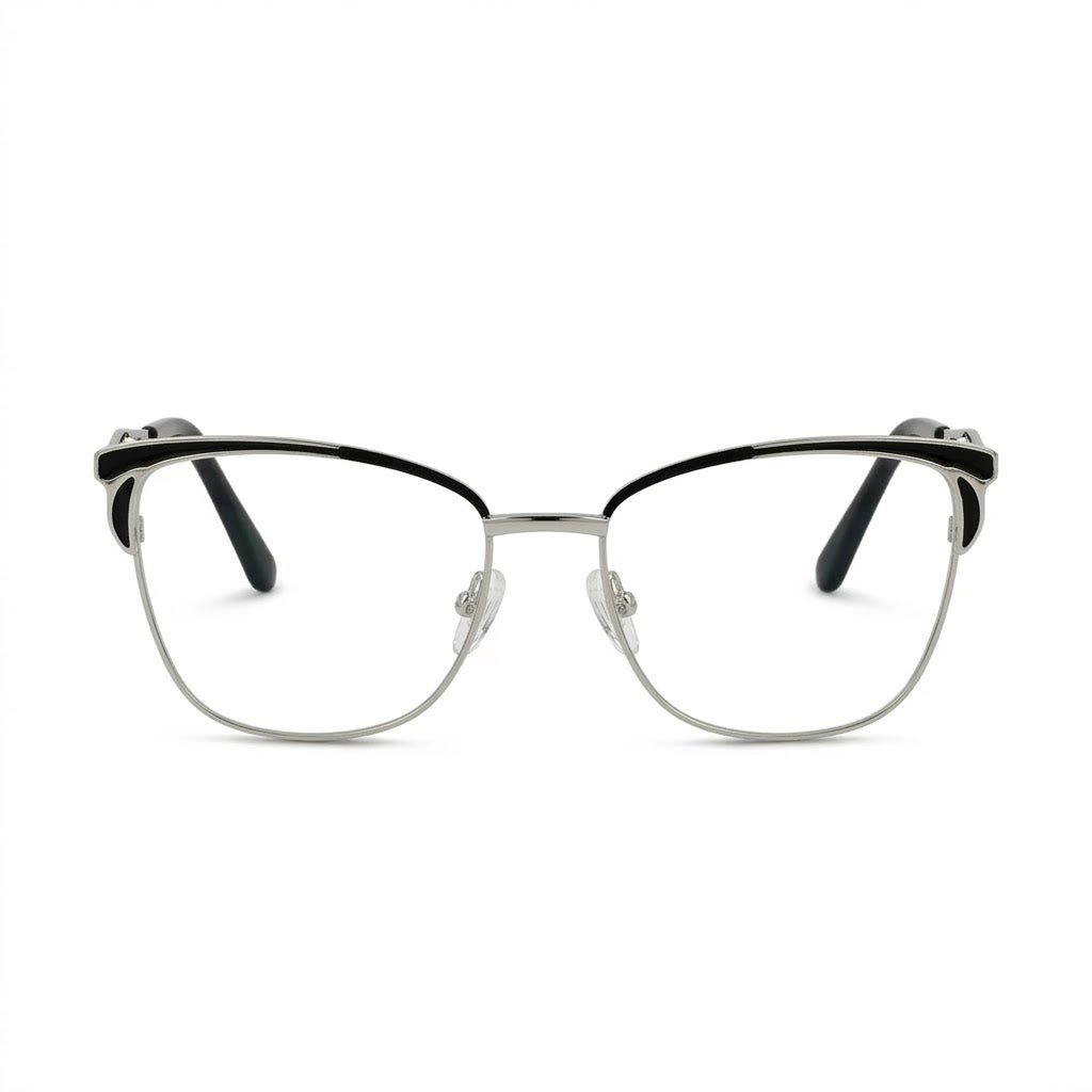 Lunettes Cartier Photogray Anti-Reflet – Cat Eye Argentée À Bords Noirs