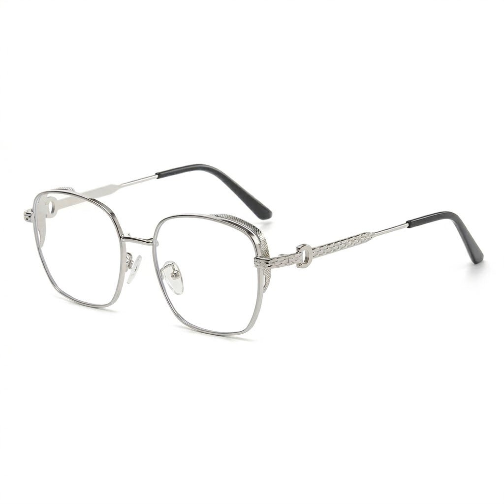 Lunettes Cartier Photogray Blue Cut Anti-Reflet – Métal Argenté Branches Tressées