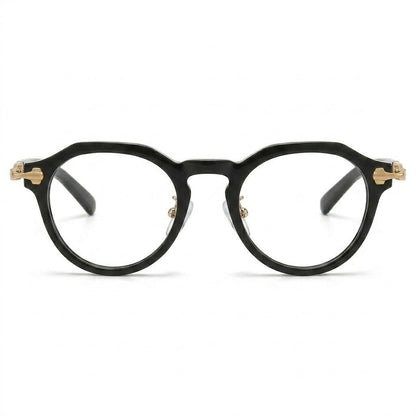 Lunettes Cartier Photogray Blue Cut Anti-Reflet – Ronde noire avec branches en métal doré