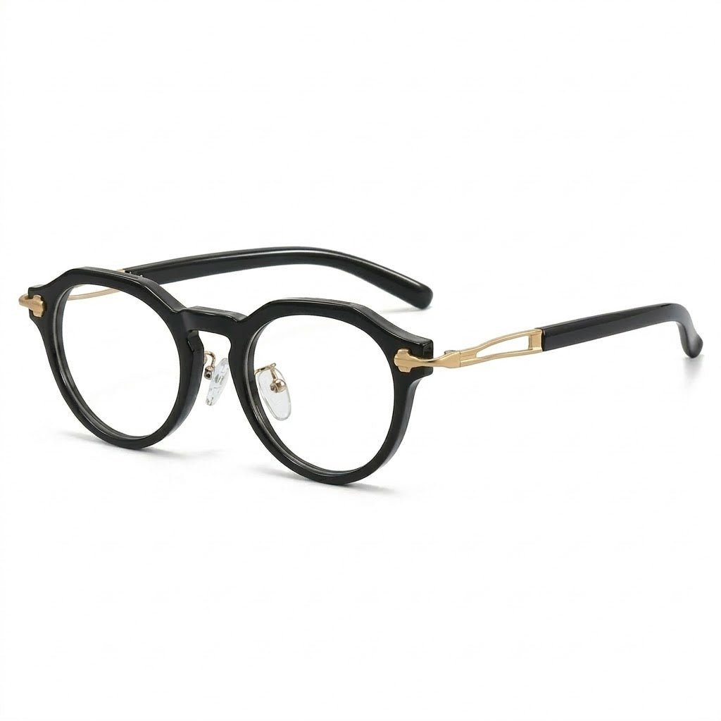 Lunettes Cartier Photogray Blue Cut Anti-Reflet – Ronde noire avec branches en métal doré