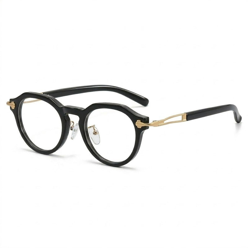Lunettes Cartier Photogray Blue Cut Anti-Reflet – Ronde noire avec branches en métal doré