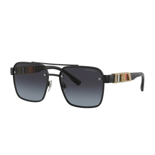 Lunettes de soleil Burberry – Carré noir mat avec verres bleus dégradés