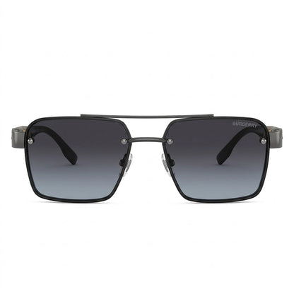 Lunettes de soleil Burberry – Carré noir mat avec verres bleus dégradés