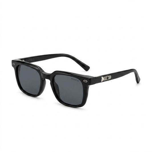 Lunettes de soleil carrées noires chevrons argentés – Amzi Optique Dakar