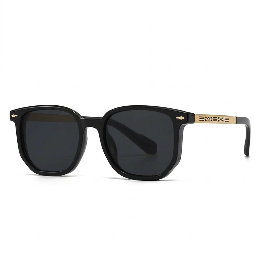 Lunettes de Soleil Cartier – Carré Noir Branches Dorées Décorées