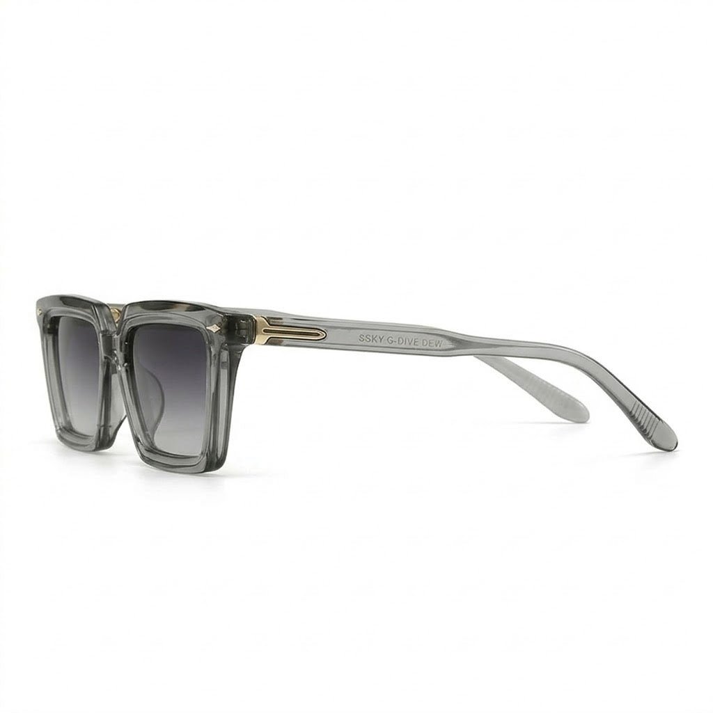Lunettes de soleil Cartier – Monture grise transparente à verres gris dégradés