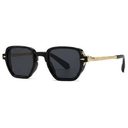 Lunettes de soleil petite monture polygonale noire et or – Amzi Optique Dakar