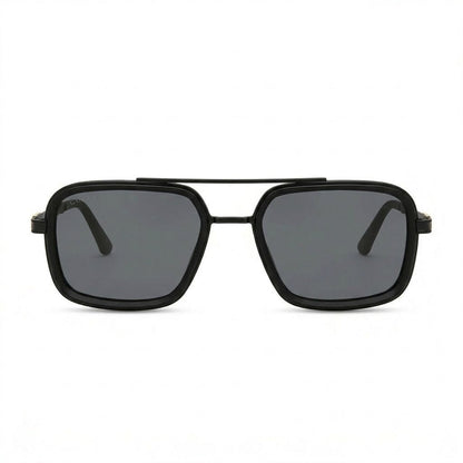 Lunettes de Soleil Gucci – Carré Noir Mat Double Pont Métal Fin