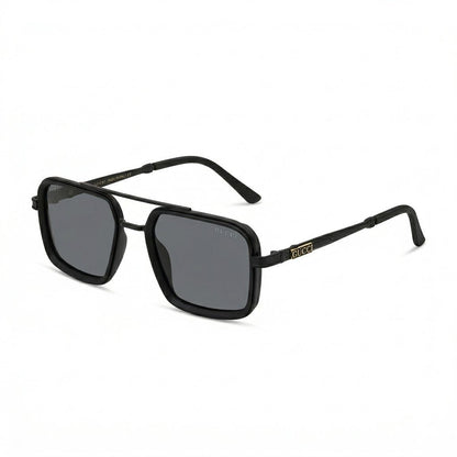 Lunettes de soleil carrées noir mat double pont métal fin – Amzi Optique Dakar