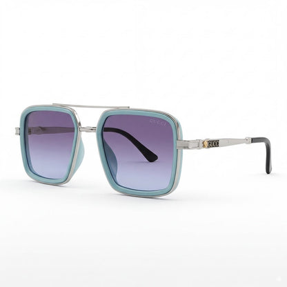 Lunettes de soleil carrées turquoise verres bleu-violet dégradés – Amzi Optique Dakar