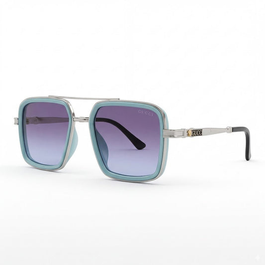 Lunettes de soleil carrées turquoise verres bleu-violet dégradés – Amzi Optique Dakar