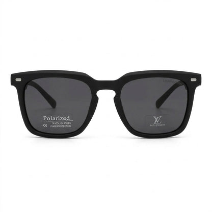 Lunettes de Soleil Louis Vuitton – Carré Noir Mat Polarisé Branches Ornées Texturées