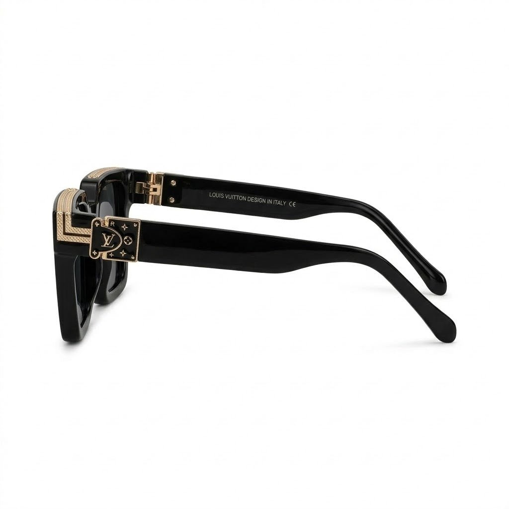 Lunettes de soleil Louis vuitton – Monture épaisse noire finition brillante