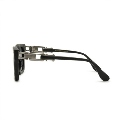 Lunettes de soleil Moscot – Carré noir mat avec rivets dorés et charnière ciselée