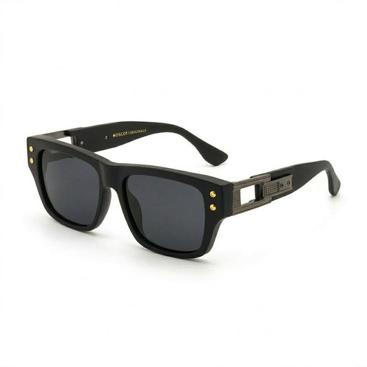 Lunettes de Soleil Moscot – Carré Noir Mat Épais Charnières Métal Articulées