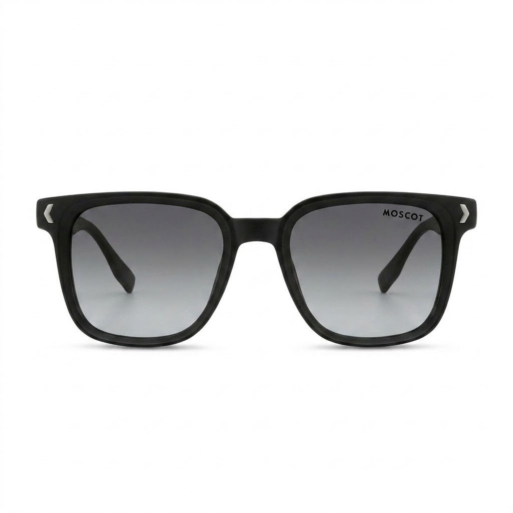 Lunettes de Soleil Moscot – Carré Noir Mat Verres Gris Dégradés