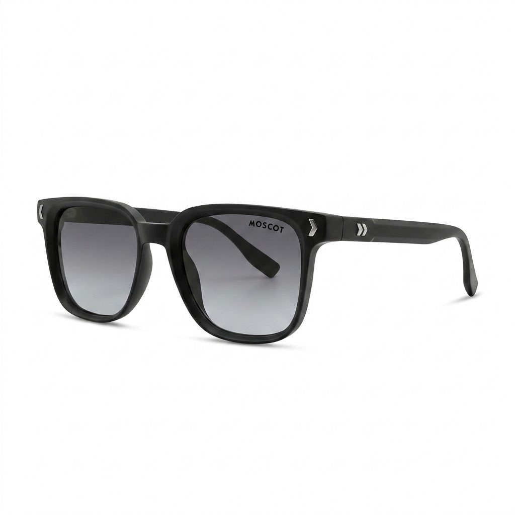 Lunettes de Soleil Moscot – Carré Noir Mat Verres Gris Dégradés