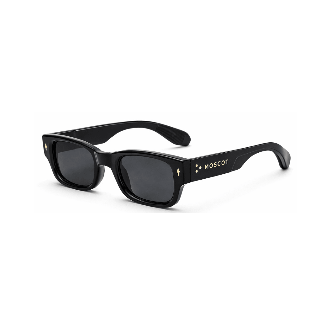 Lunettes de soleil rectangulaires noires à rivets dorés – Amzi Optique Dakar