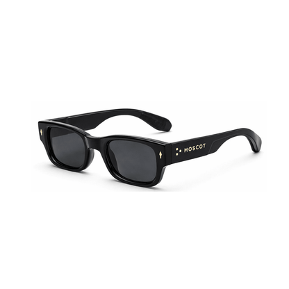 Lunettes de soleil rectangulaires noires à rivets dorés – Amzi Optique Dakar