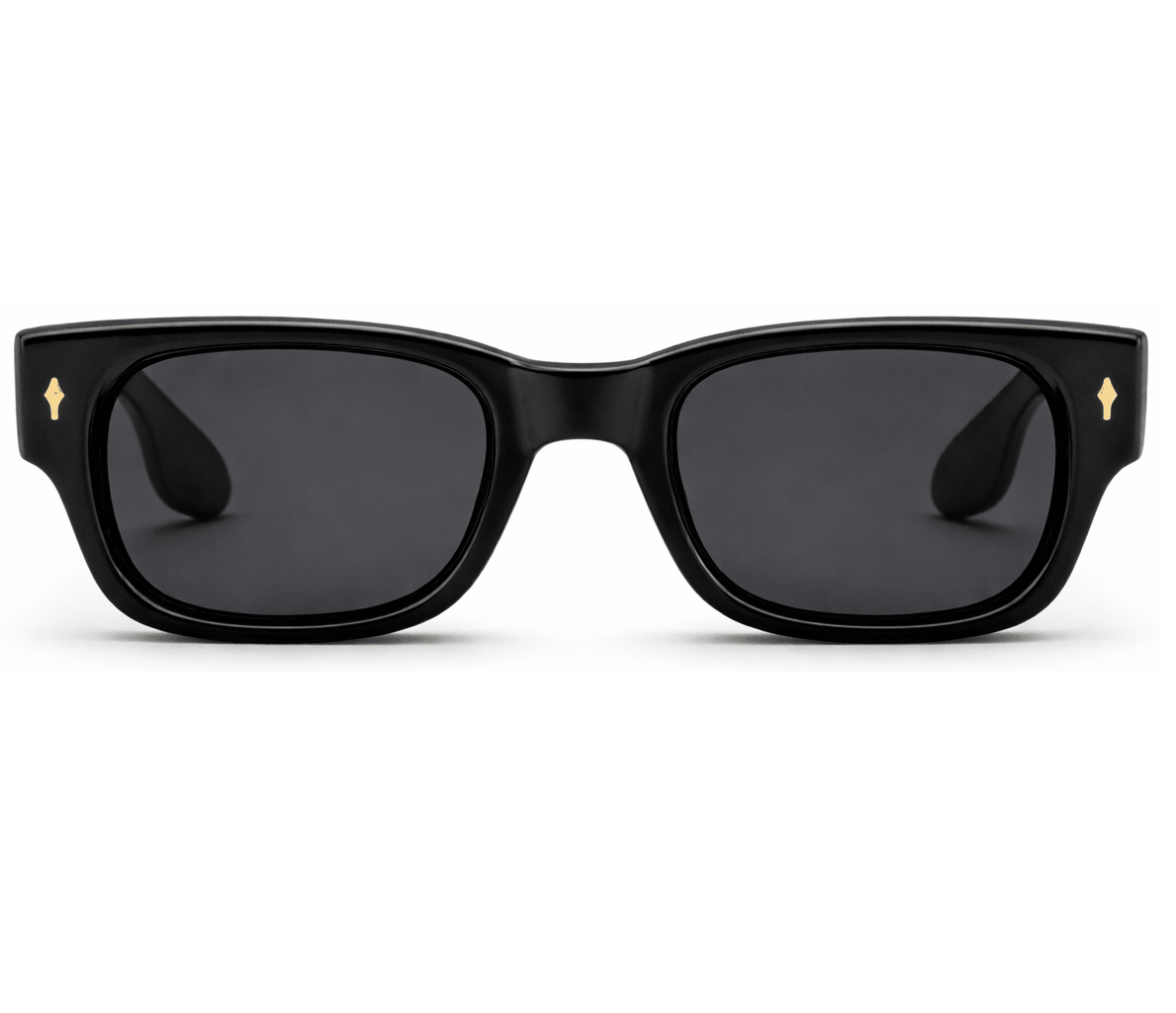 Lunettes de soleil Moscot – Rectangle noir brillant avec rivets dorés