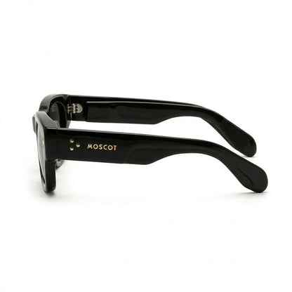 Lunettes de soleil Moscot – Rectangle noir brillant avec rivets dorés