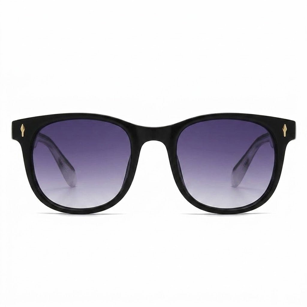 Lunettes de Soleil  Moscot – Ronde Noire et Cristal Verres Violet Dégradés