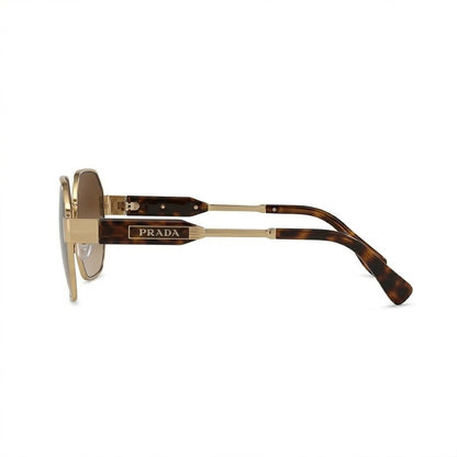 Lunettes de soleil Prada – Carré doré et écaille aux verres marron dégradés