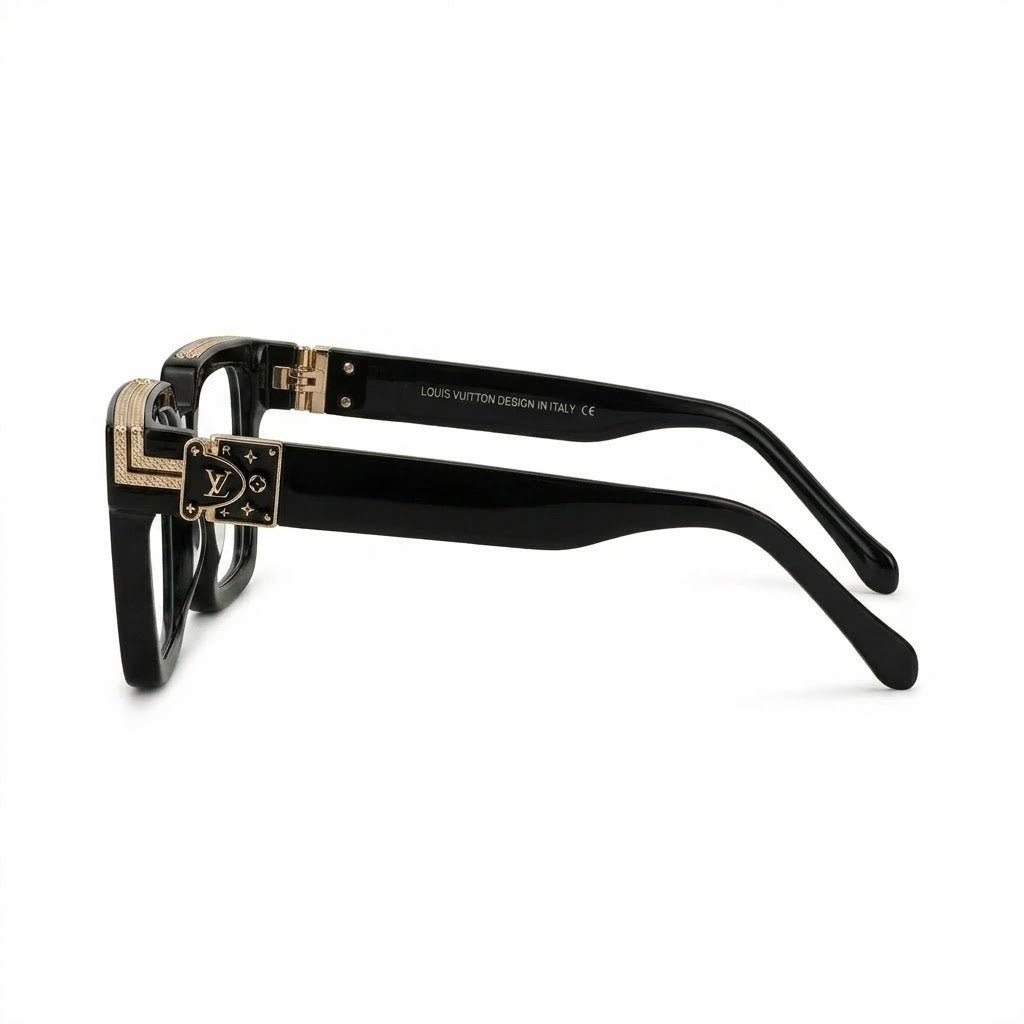 Lunettes Louis Vuitton Photogray Anti-Reflet Blue Cut – Carré Noir Oversize Doré