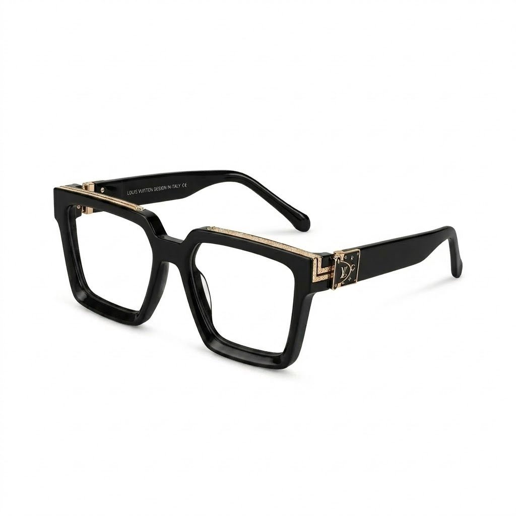 Lunettes photogray blue cut carrées noires oversize dorées – Amzi Optique Dakar