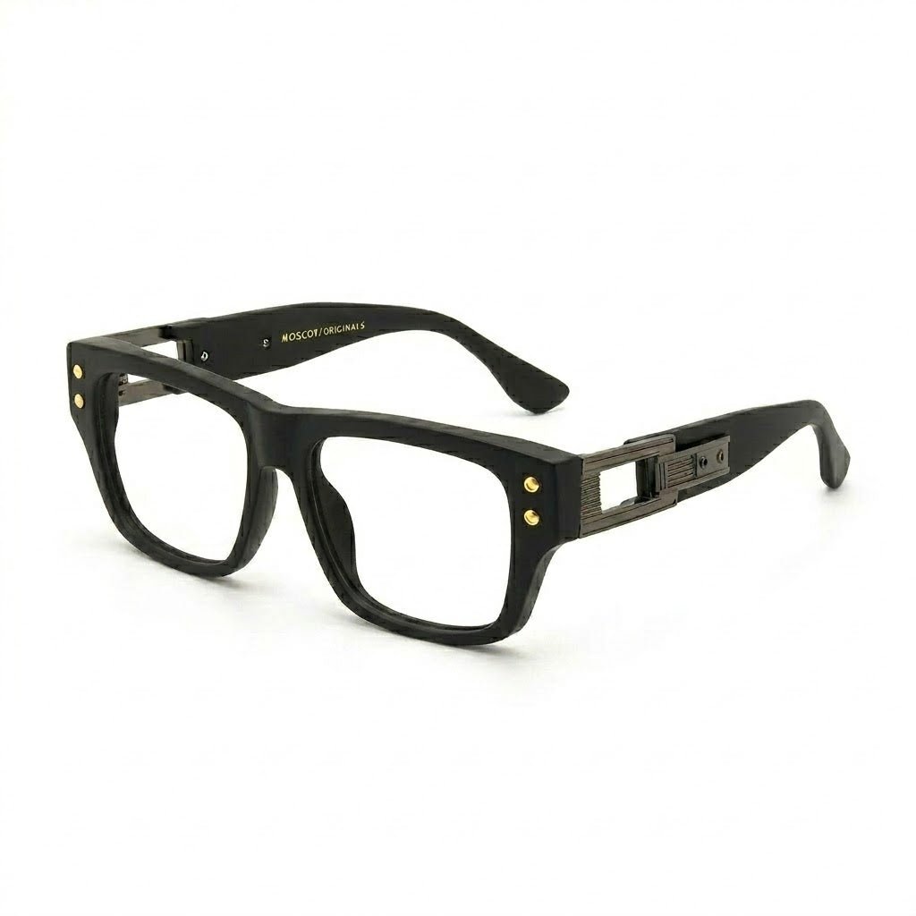 Lunettes Moscot Photogray Anti-Reflet blue cut – Carré noir mat avec charnière mécanique en métal