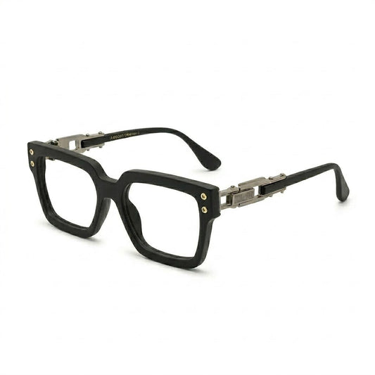 Lunettes photogray blue cut carrées noir mat temples gunmetal – Amzi Optique Dakar