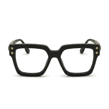 Lunettes Moscot Photogray Anti-Reflet Blue Cut – Carré Noir Mat Temples Ciselés Gunmetal