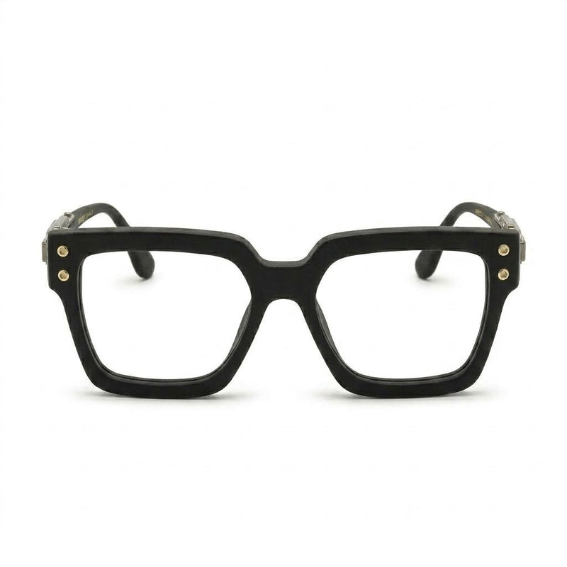 Lunettes Moscot Photogray Anti-Reflet Blue Cut – Carré Noir Mat Temples Ciselés Gunmetal