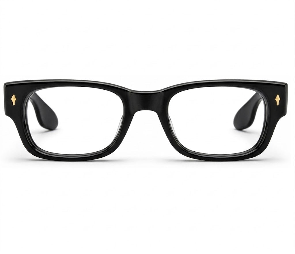 Lunettes Moscot Photogray Anti-Reflet Blue Cut – Rectangle Noir Brillant Rivets Dorés