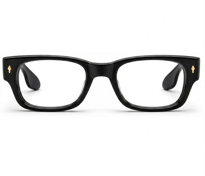 Lunettes Moscot Photogray Anti-Reflet Blue Cut – Rectangle Noir Brillant Rivets Dorés