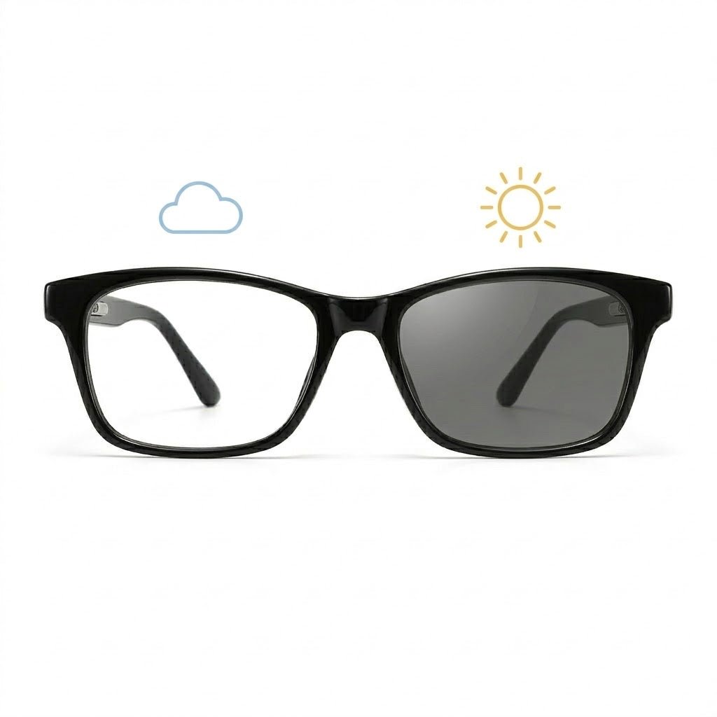 Lunettes Photochromiques - Carré Wayfarer Noir Look Casual