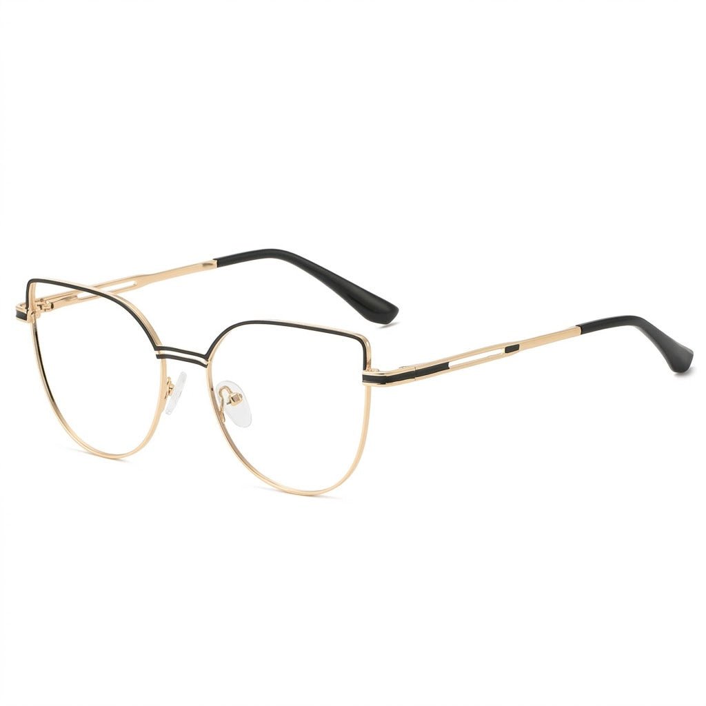 Lunettes Photochromiques - Cat Eye Élégant Noir Or Look Sobre