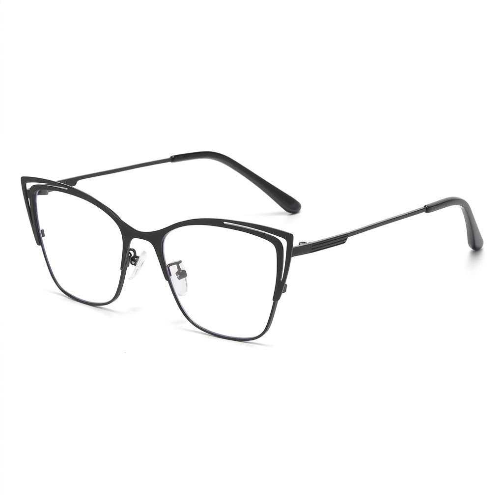 Lunettes Photochromiques – Cat Eye Métal Noir Look Architectural