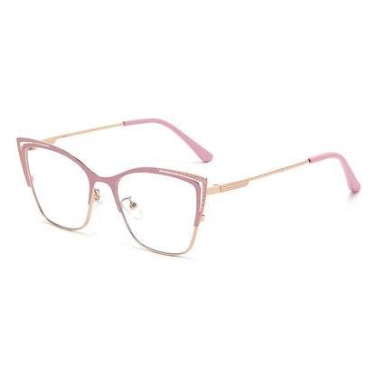 Lunettes Photochromiques - Cat Eye Rose Mat Détail Ajouré Élégant