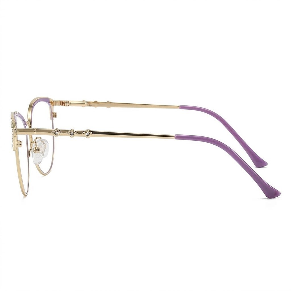 Lunettes Photochromiques - Cat Eye Violet et Doré Strass